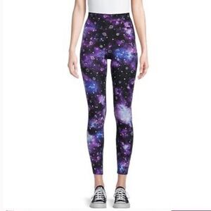 Nwt NOBO Juniors Purple Tie Dye Space Galaxy High Rise Sueded Leggings tights